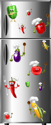 sr enterprises 152 cm vegetables refrigerator design(58x152) Self Adhesive Sticker(Pack of 1)
