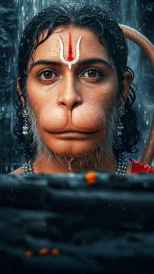 swaroopa 16.5 inch Hanuman ji sticker Self Adhesive Sticker(Pack of 1)