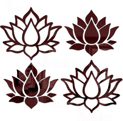 wall1ders 16 cm Lotus Flower Self Adhesive Sticker(Pack of 2)