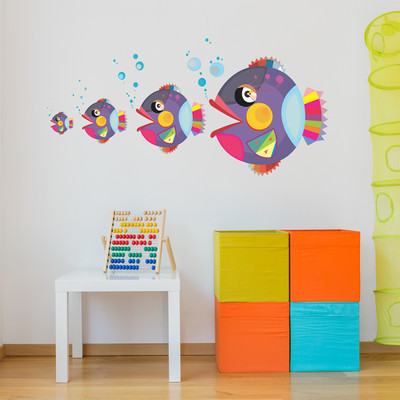 MIIKOR 100 cm Colorful Fishes | Non-Reusable Sticker Self Adhesive Sticker(Pack of 1)