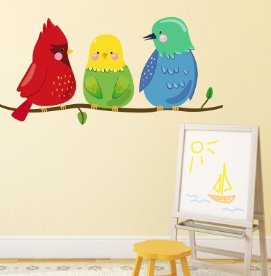 Littlebuds 90 cm Colorfull Love Birds Removable Sticker(Pack of 1)