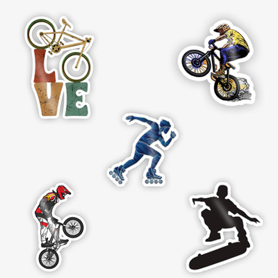 STICK STORE 2.8 inch Extreme Sports Stickers Pack – BMX, Skateboard, Rollerblade & Bike Love Decals Self Adhesive Sticker(Pack of 5)