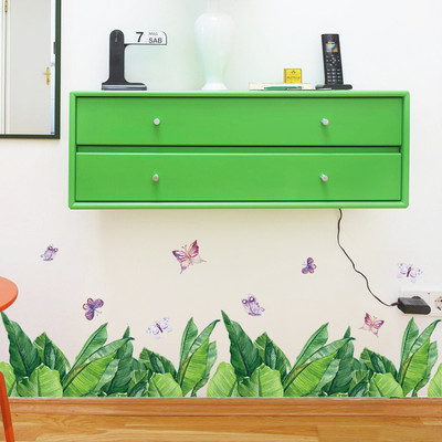 SmartWindow 50 cm Green Plant Room Décor Vinyl Waterproof Butterfly Wall Sticker (70 CM X 50 CM) Self Adhesive Sticker(Pack of 1)
