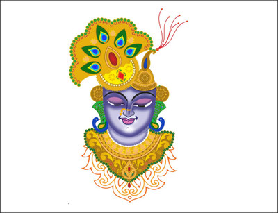 Vijaya enterprises 91 cm Shrinathji face painting wall sticker size (55x91cm) Self Adhesive Sticker(Pack of 1)
