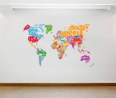 ZEN TREK 45 cm World Map ' Large Size Wall Sticker ( Height 60 cms X Width 100 cms) Self Adhesive Sticker(Pack of 1)