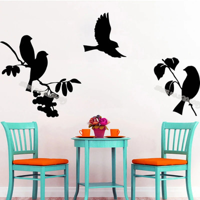 SnappyVinyl 30 cm Bird Hub Wall Decal Tree Branch Stickers Self Adhesive Sticker(Pack of 1)