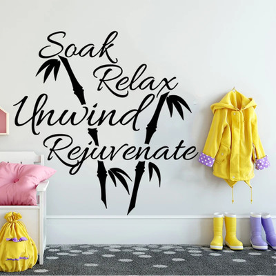 SnappyVinyl 56 cm Bathroom Soak Relax Unwind Rejuvenate Bamboo Self Adhesive Sticker(Pack of 1)