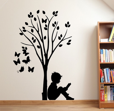 fuzzy 110 cm tree Self Adhesive Sticker(Pack of 1)