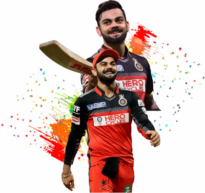 sr enterprises 58 cm Virat kohli RCB wall sticker(64x58) Self Adhesive Sticker(Pack of 1)