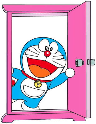 Vijaya enterprises 71 cm Happy doraemon cartoon wall sticker (pack of 1) Self Adhesive Sticker(Pack of 1)