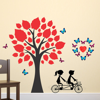 fuzzy 100 cm Tree Self Adhesive Sticker(Pack of 1)