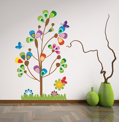 Wallzone 90 cm Abstract Removable Sticker(Pack of 1)