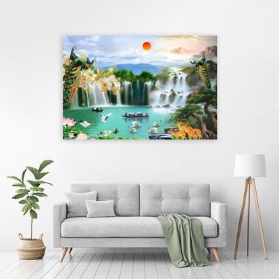 Decorprint 91 cm waterfall Scenery (Posters-36Inch X 24Inch)_S2 Self Adhesive Sticker(Pack of 1)