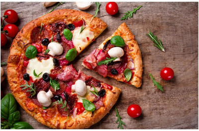 Decoration Designs 76 cm Pizza Waterproof and Anti Oil Stain Kitchen Wall Sticker Self Adhesive Sticker(Pack of 1)