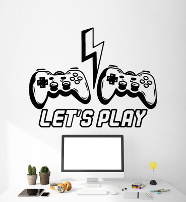 SnappyVinyl 27 cm Let's Play Computer Game Self Adhesive Sticker(Pack of 1)