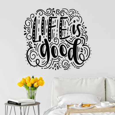 SnappyVinyl 27 cm Phrase Life Is Good Self Adhesive Sticker(Pack of 1)