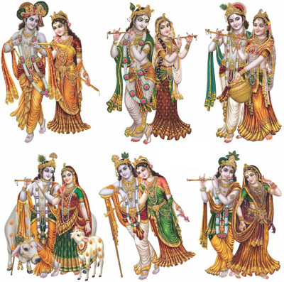 ZEN TREK 45 cm Radha Krishna Small Self Adhesive Sticker(Pack of 1)