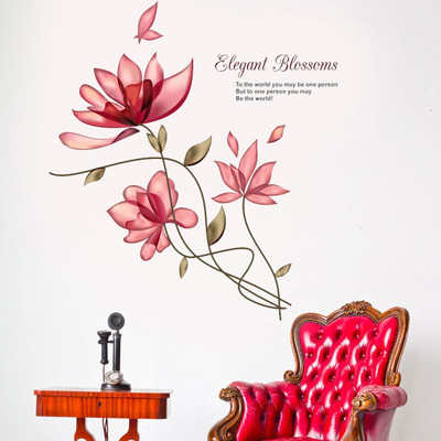 walkart 2.54 cm elegant blossoms of flowers Removable Sticker(Pack of 1)
