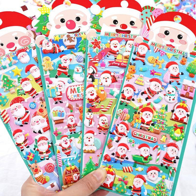Kavid 21 cm Christmas-Themed 3DPuffy Sticker SantaClaus,Reindeer for CardMaking/Gift(1sheet) Self Adhesive Sticker(Pack of 1)