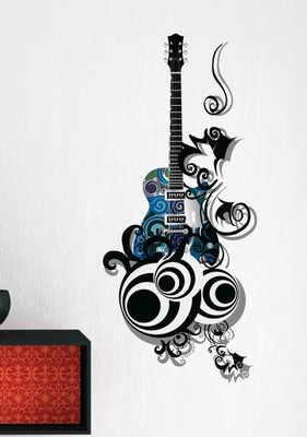 MY WALLORA 150 cm Wall Stickers Guitar Is All About Passion And Love For Music Lovers Self Adhesive Sticker(Pack of 1)