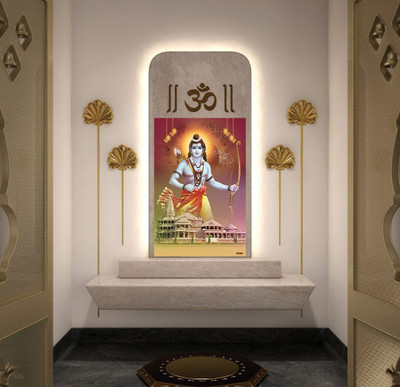 god & god's 16 inch 5D Lord Ram with Ayodhya Ram Mandir Wall Sticker – Divine Home Decor Double-sided Sticker(Pack of 1)