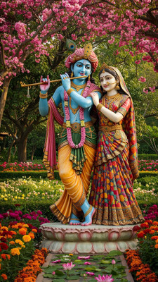 swaroopa 16.5 inch Radha Krishna sticker Self Adhesive Sticker(Pack of 1)