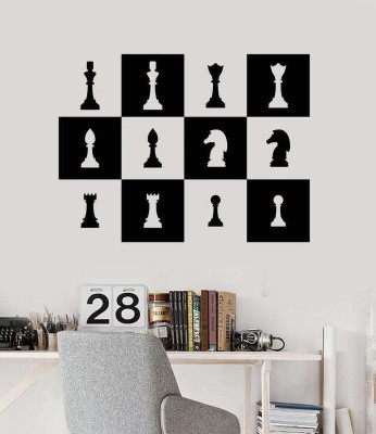 SnappyVinyl 33 cm l Chessmen Chess Game Club Self Adhesive Sticker(Pack of 1)