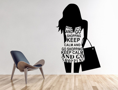 WALLARSH 80 cm Keep Calm And Shopping Removable Sticker(Pack of 1)