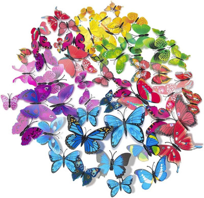 SHIVANGI LIGHTS 12 cm Butterfly 3D adhesive stickers Self Adhesive Sticker(Pack of 20)
