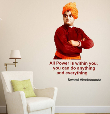 KgnDesigns 58 cm Swami Vivekananda with Quotes' Wall Sticker (Vinyl, 49 cm x 4 cm x 4 cm) Self Adhesive Sticker(Pack of 1)