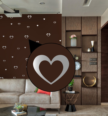 WALLDESIGN 3 inch Heart Pattern Silver Colour Set Of 84 For Bedroom,Kids-Metallic Finish Self Adhesive Sticker(Pack of 84)