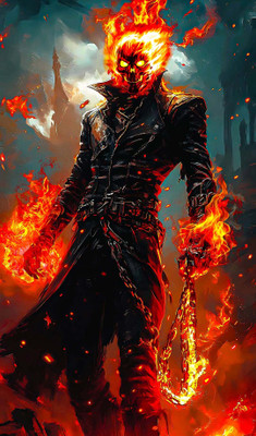 swaroopa 16.5 inch Ghost Rider Sticker Self Adhesive Sticker(Pack of 1)