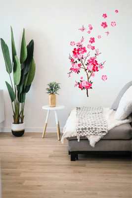 BPARTS 12 cm decorative abstract flower and leaves wall sticker Reusable Sticker(Pack of 1)