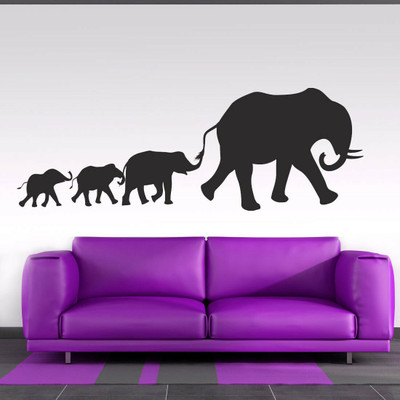 walkart 2.54 cm larger to smaller elephants following in your living room Removable Sticker(Pack of 1)