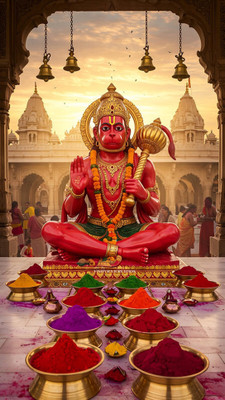 swaroopa 16.5 inch Hanuman ji A3 size non tearable sticker Self Adhesive Sticker(Pack of 1)