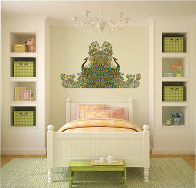 Varadvinayak 45 cm Peacock Art 3D Wall Sticker Self Adhesive Sticker(Pack of 1)