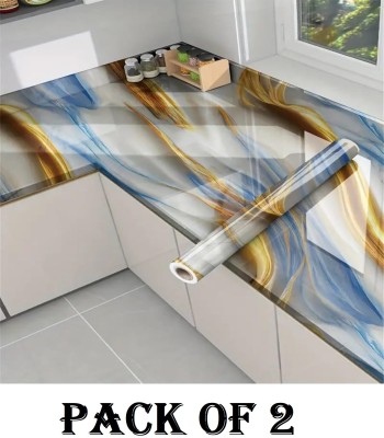 GKN 400 cm Waterproof Self Adhesive Aluminum Foil Kitchen Wall Desk Removable Stickers Self Adhesive Sticker(Pack of 2)