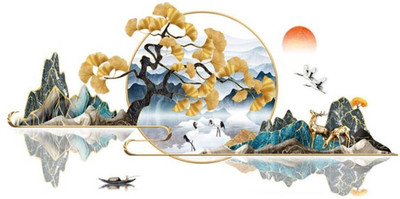 SmartWindow 60 cm Chinese Style Feng Shui Scenery Flowers Tree Animals Wall Sticker (60CM x 90CM) Self Adhesive Sticker(Pack of 1)