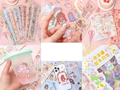 MANAKI ENTERPRISE 18 inch 100 Pcs Designer Decorative Gift Packing Tape Masking Tapes 20 Pc Kawaii Sticker Self Adhesive Sticker(Pack of 1)