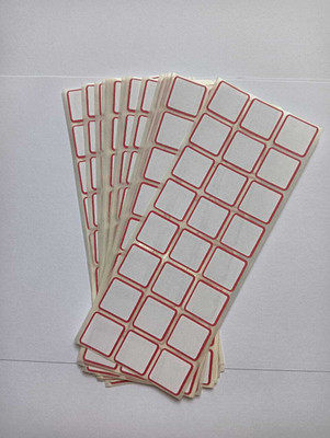 SEHGAL STORE 1 inch 25mm x 25mm Square Blank Stickers with Bold Red Border for General Use Self Adhesive Sticker(Pack of 100)
