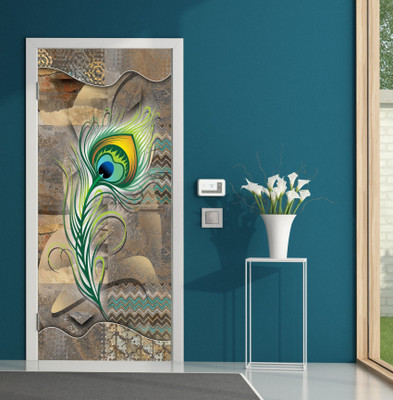 We Kreate 213 cm 3D Nature Royal Door wallpaper Self Adhesive Sticker(Pack of 1)