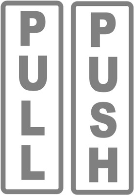 Printlive 15 cm Grey Minimalist Push & Pull Door Sign Self Adhesive Sticker(Pack of 1)