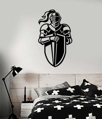 SnappyVinyl 27 cm Knight Warrior Armor Shield Helmet Self Adhesive Sticker(Pack of 1)