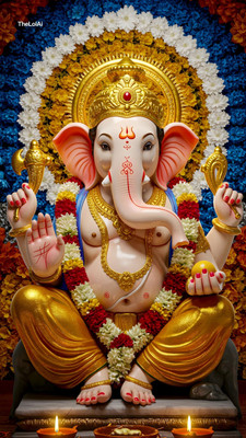 swaroopa 16.5 inch Shri Ganesha sticker Self Adhesive Sticker(Pack of 1)