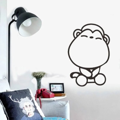 SnappyVinyl 13 cm Cartoon Cute Monkey Wall Sticker Self Adhesive Sticker(Pack of 1)