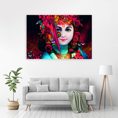 Zrintly 91 cm Lord Baby Krishna (Posters-90cm X 60cm) Self Adhesive Sticker(Pack of 1)
