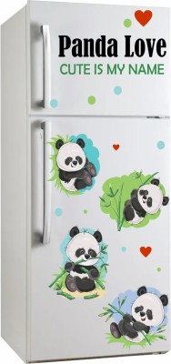 SAI DESIGNS 99 cm panda love refrigerator design(58x152) Self Adhesive Sticker(Pack of 1)