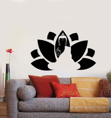 Xskin 27 cm Buddha Sitting Blossom Abstract Lotus Self Adhesive Sticker(Pack of 1)