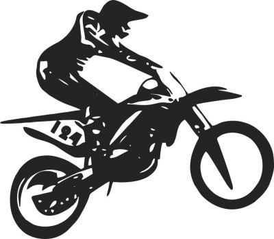 Vijaya enterprises 50 cm Dirt Bike Rider Black And White Jumping Motocross Decal Size (50x43 cm ) Self Adhesive Sticker(Pack of 1)