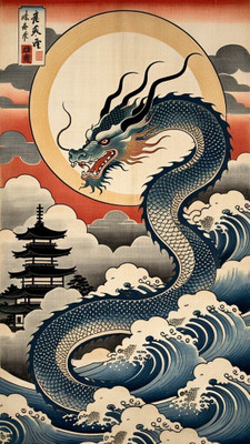 swaroopa 16.5 inch Chinese dragon sticker Self Adhesive Sticker(Pack of 1)